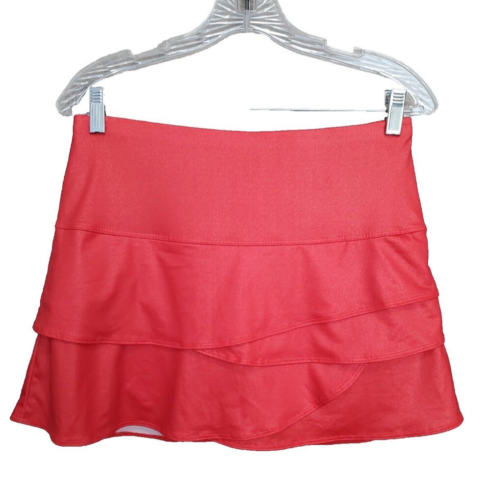 Lucky in Love All That Shimmers Scalloped Hem Tennis Skort Orange Size Medium